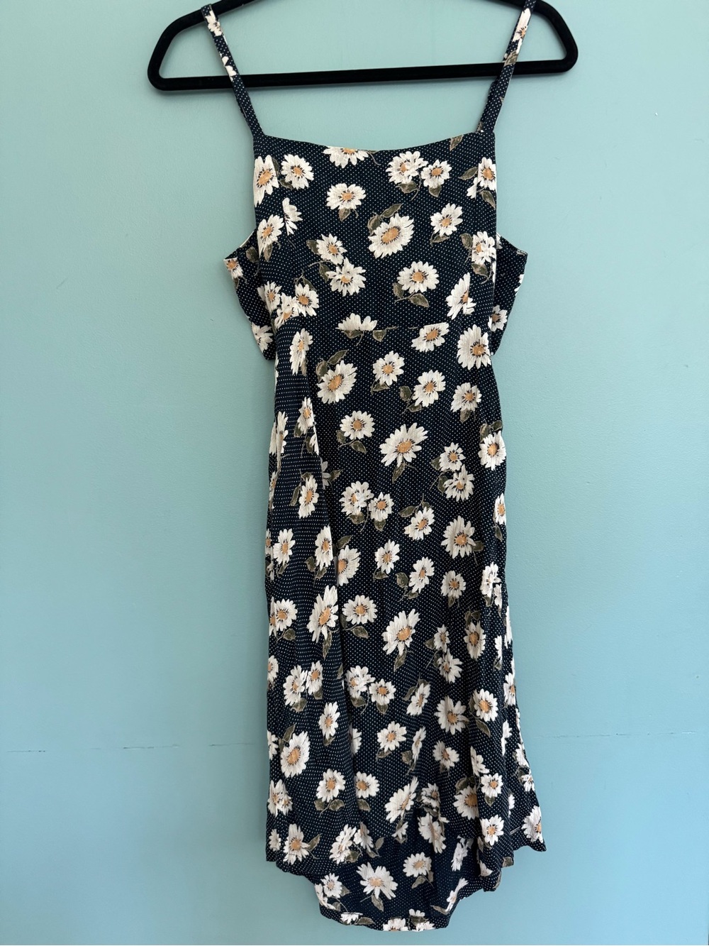 Volcom Navy Daisy Midi Dress with Spaghetti Straps